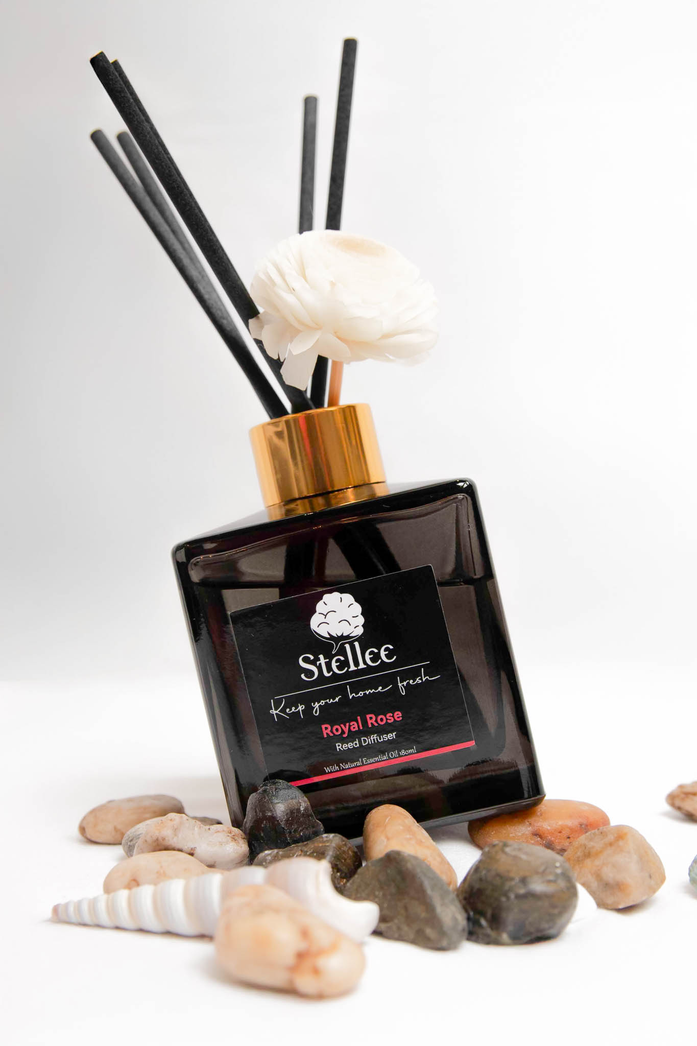 Diffuseurs à batônnets Royal Rose & Miss Coco, Éliminateur d’odeurs pour petite espace qui dure longtemps _180ml